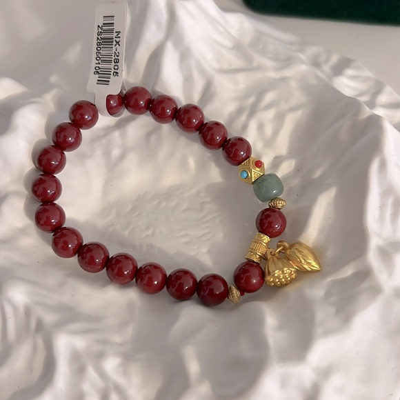 Gender Neutral Cinnabar with Jade Bracelet - Picture 2 of 5